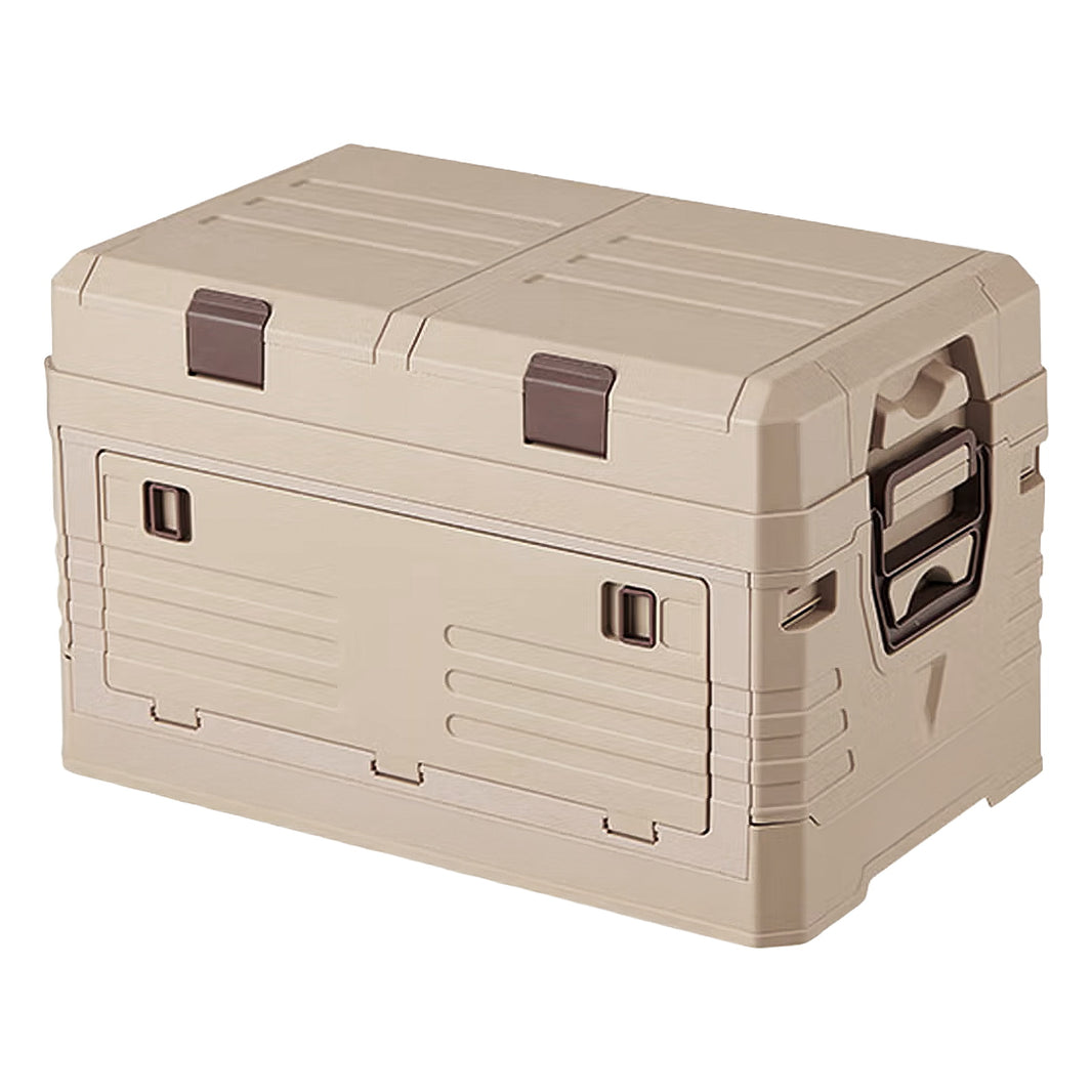 SolarPlay 60L Foldable Camping Storage Box with Lid and Handle, suitable for camping.