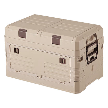 SolarPlay 60L Foldable Camping Storage Box with Lid and Handle, suitable for camping.