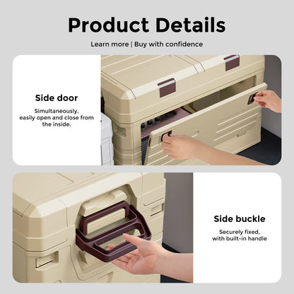 SolarPlay 60L Foldable Camping Storage Box with Lid and Handle, suitable for camping.