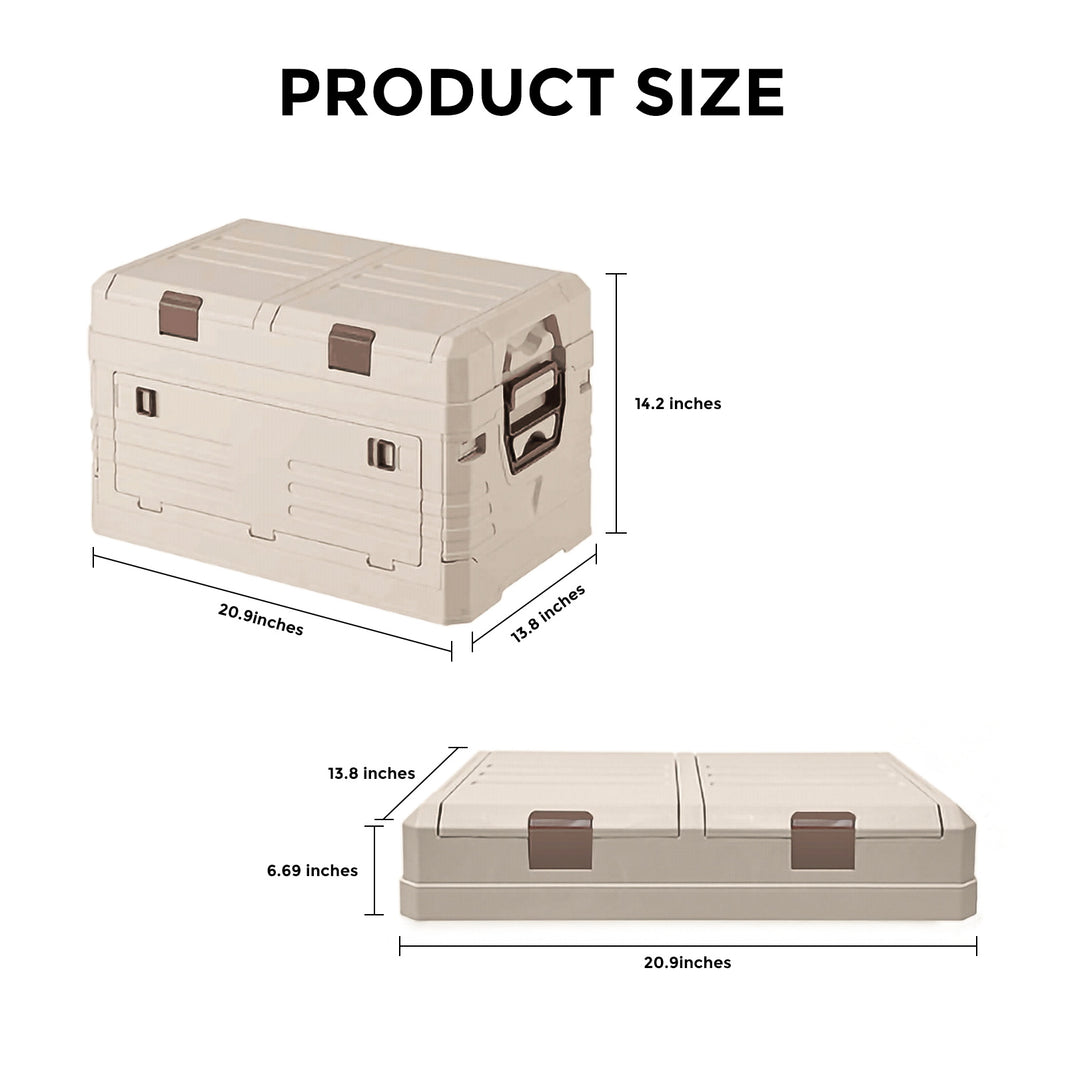 SolarPlay 60L Foldable Camping Storage Box with Lid and Handle, suitable for camping.
