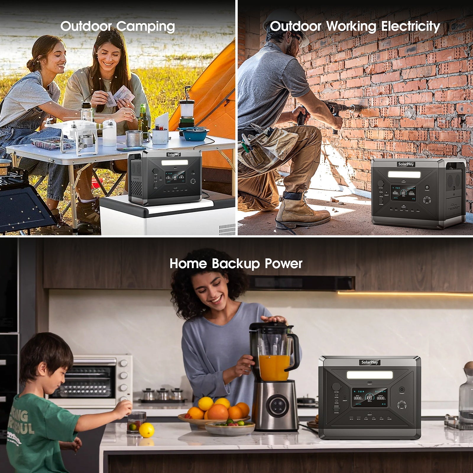 SolarPlay Q2501 Centrale Elettrica Portatile 2400W / 2160Wh Con Carrello E Pannello Solare 200W – Batteria LiFePO4, UPS 0.08s, Per Camper E Backup Domestico
