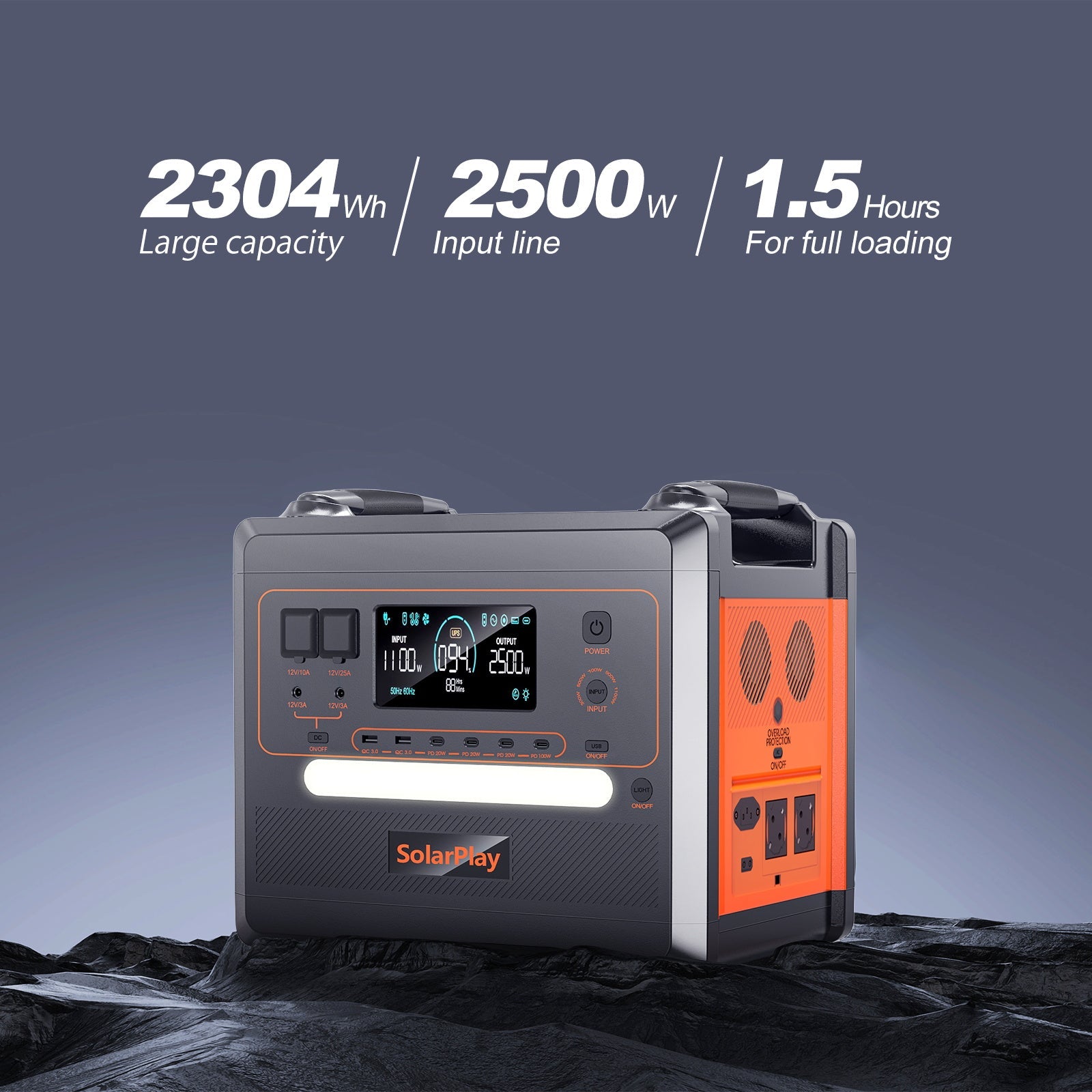 Portable Power Station - Q2402M 2304Wh Solar Generator for Camping