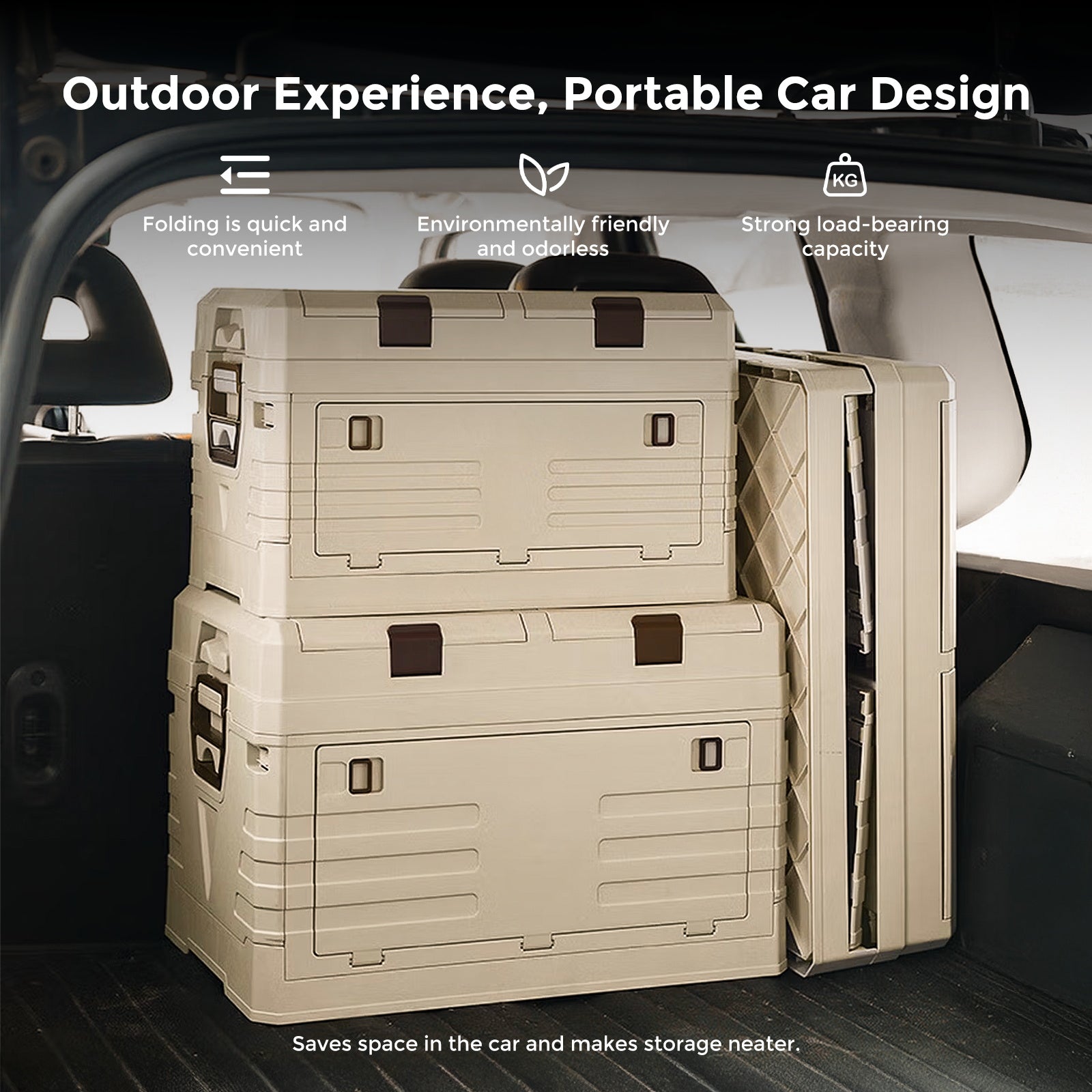 SolarPlay 60L Foldable Camping Storage Box with Lid and Handle